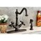 Kingston Brass KS1235AXBS Heritage Deck Mount Kitchen Faucet W/ Brass Sprayer, Bronze KS1235AXBS - alternate 4
